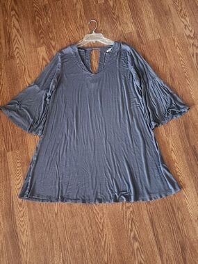 JODIFL Slate Gray Bell Sleeve Mini Dress